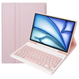 Case + keyboard Apple iPad Air 11" 6 gen. 2024, Leather Pen Slot, pink rose gold