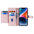 Flip case for iPhone 15, Wallet Zipper Pocket, pink