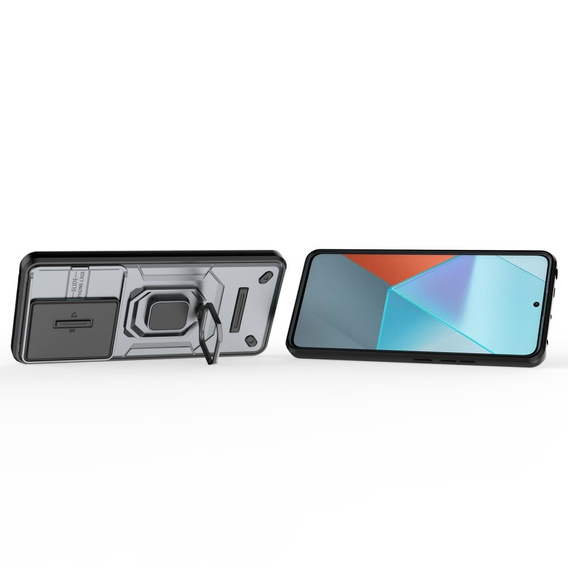 Case for Xiaomi Redmi Note 13 Pro 5G, KickStand Camera Lens, grey