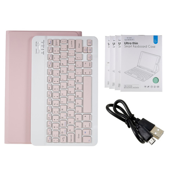Case + keyboard Lenovo Tab M10 Plus Gen 3 TB-125F TB-128F, pink rose gold