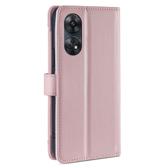 Flip case for Oppo Reno8 T 4G, Wallet Zipper Pocket, pink
