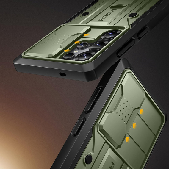 Rugged Case for Samsung Galaxy S25 Ultra – Tongate MECH Series Belt Clip, green