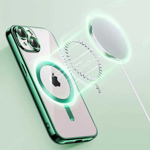 Case for iPhone 14, Electro MagSafe, green + Screen Glass