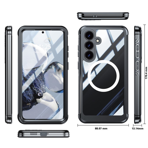 Case for Samsung Galaxy S25 FE, Shockproof, with glass, for MagSafe, black