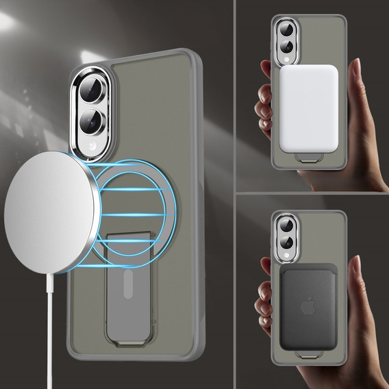 Case for Samsung Galaxy S25 Edge, Kickstand Matt Case, for MagSafe, titanium grey