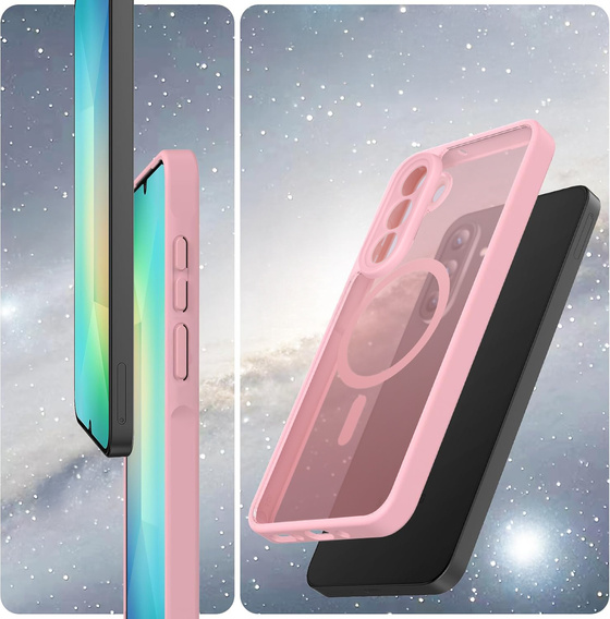 Case for Samsung Galaxy A56 5G, for MagSafe, ERBORD Matt Case, pink + Screen Glass