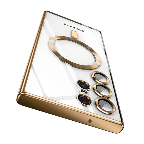 Case for Samsung Galaxy S24 Ultra, Electro MagSafe, gold + Full Glue Ceramic Glass