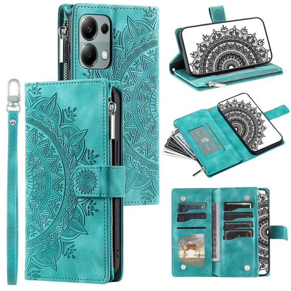 Flip case for Xiaomi Redmi Note 13 Pro 4G / Xiaomi Redmi Note 14S / Xiaomi Poco M6 Pro 4G, Mandala, green
