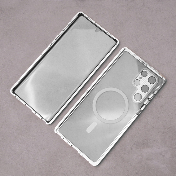 Magnetic Dual Glass MagSafe case for Samsung Galaxy S23 Ultra, silver