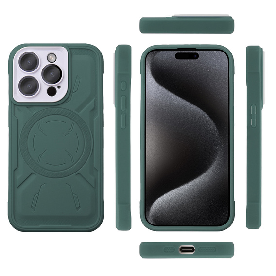 Case for iPhone 15 Pro Max, ERBORD Armor Mag, green