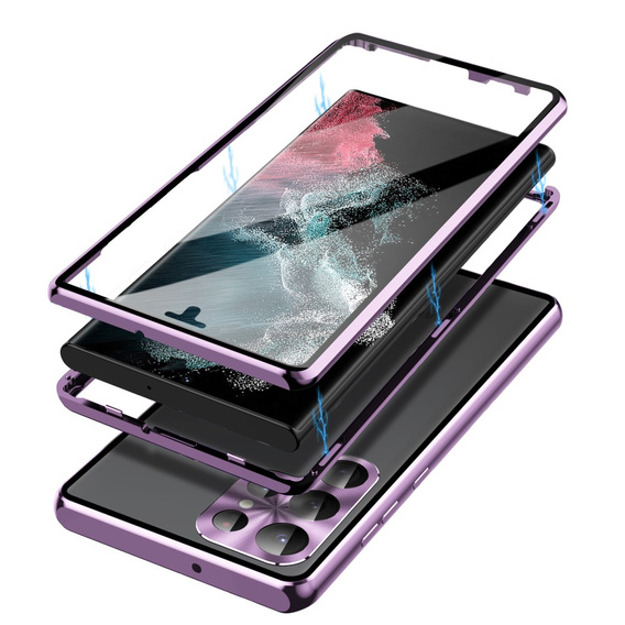Case for Samsung Galaxy S23 Ultra, Magnetic Dual Glass, purple