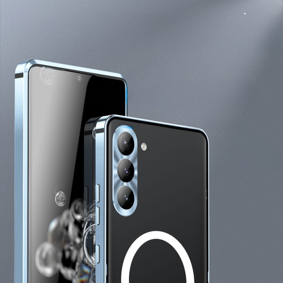 Camera Protection Case for Samsung Galaxy S23, CamShield MagSafe, transparent / blue