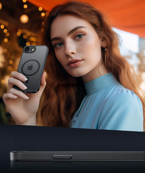 Case for iPhone 16E, for MagSafe, ERBORD Matt Case, black + Screen Glass