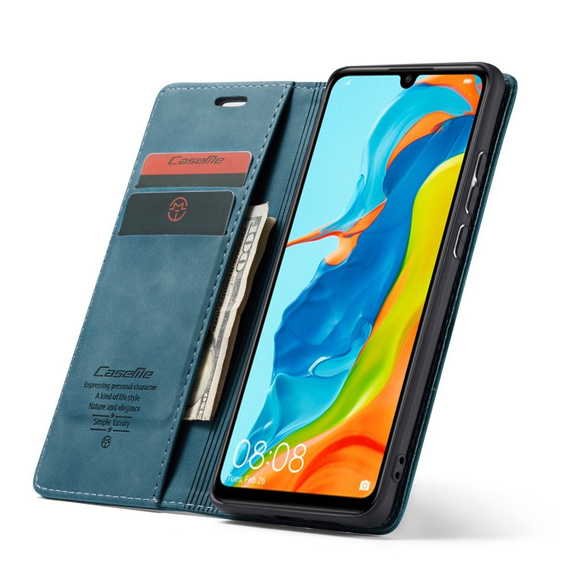 CASEME case for Huawei P30 Lite, Leather Wallet Case, blue