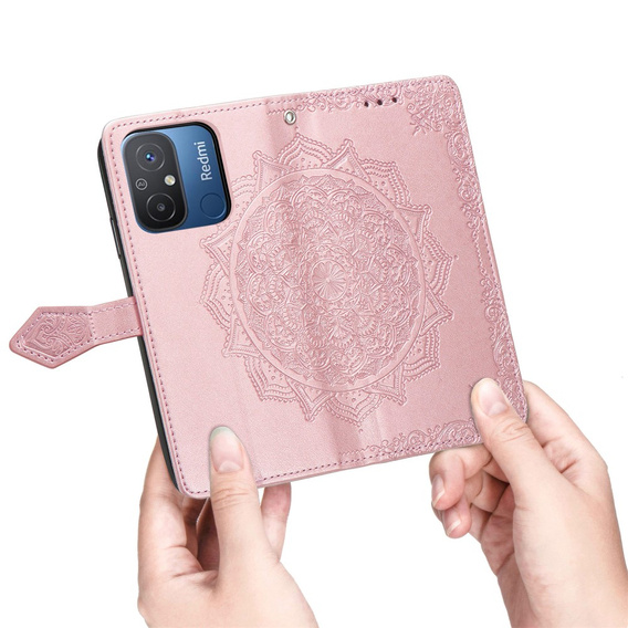 Flip case for Xiaomi Redmi 12C, Mandala, pink rose gold