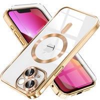 Case for iPhone 13, Electro MagSafe, gold + Screen Glass