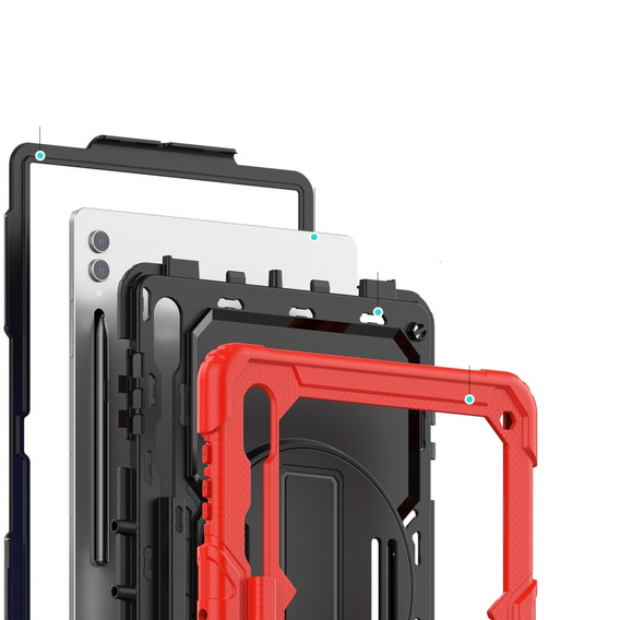 Case for Samsung Galaxy Tab S9 Ultra, Armor Protective, Red / Black