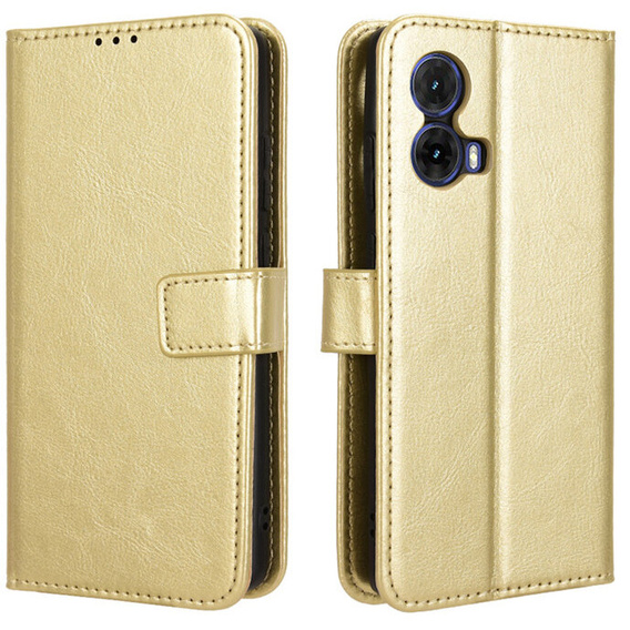 Flip case for Motorola Moto G85, Crazy Horse Wallet, gold
