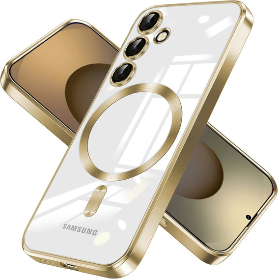 Case for Samsung Galaxy S25, Electro MagSafe, gold + Screen Glass