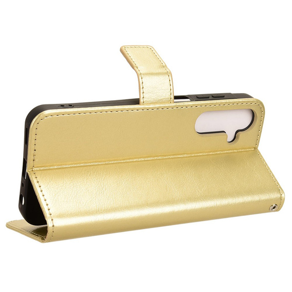 Flip case for Samsung Galaxy M55 5G, Crazy Horse Wallet, gold