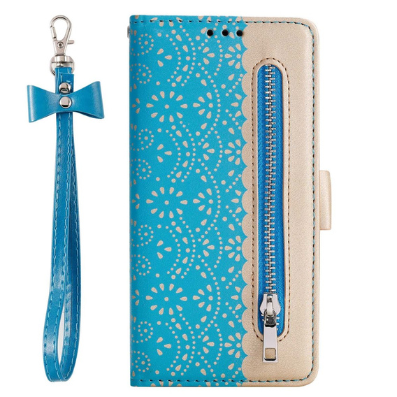 Flip case for Xiaomi Redmi Note 11 4G / Note 11S 4G, Wallet Pocket Zipper Lace, blue