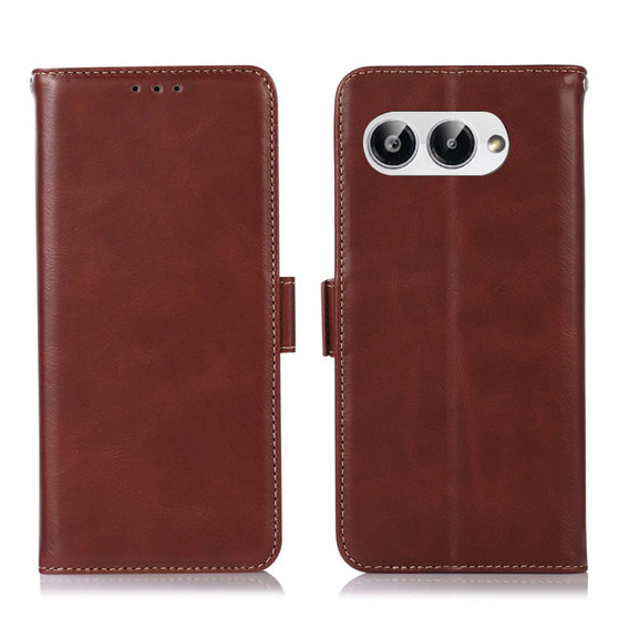 Flip case for T Phone 3 5G, Crazy Horse Wallet, brown