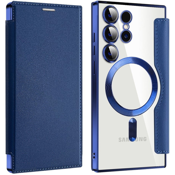 Flip case for Samsung Galaxy S24 Ultra, RFID Wallet MagSafe CamShield, dark blue