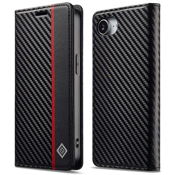 Flap case for iPhone 16e, Carbon LC.IMEEKE, black