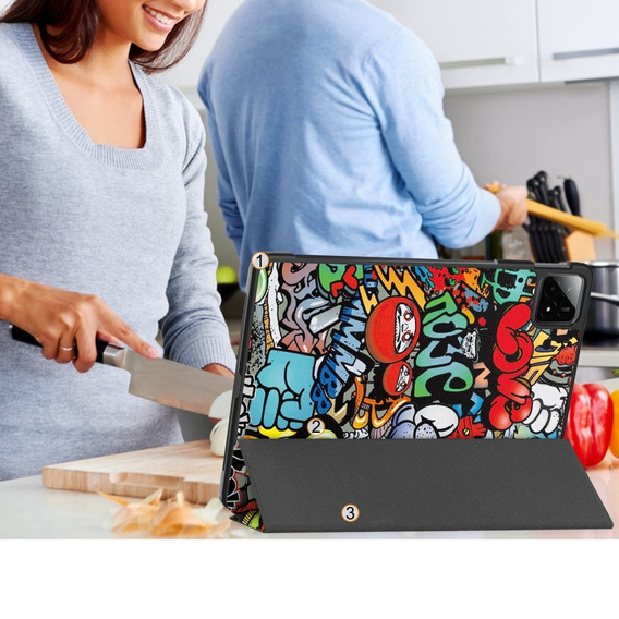 Case for Xiaomi Pad 6S Pro 12.4, Smartcase, graffiti