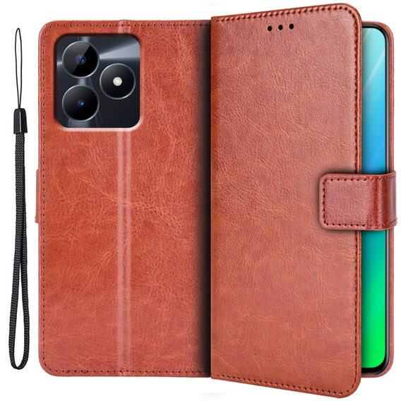 Flip case for Realme C51, Crazy Horse Wallet, brown