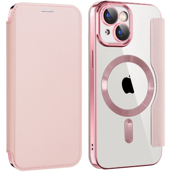 Flip case for iPhone 15, RFID Wallet MagSafe CamShield, pink