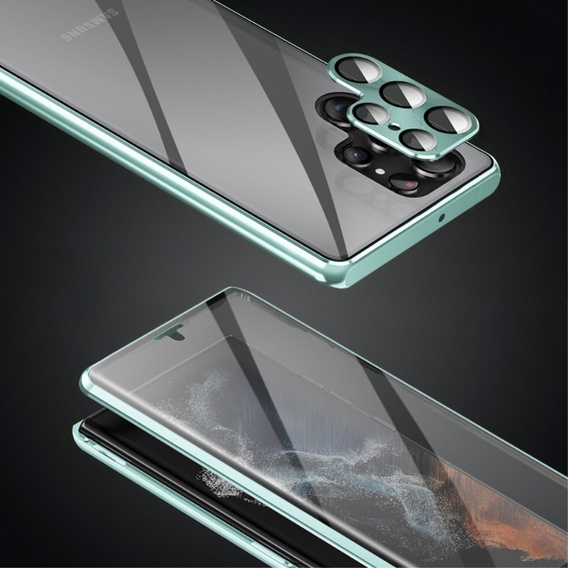 Case for Samsung Galaxy S22 Ultra, Magnetic Dual Glass, green
