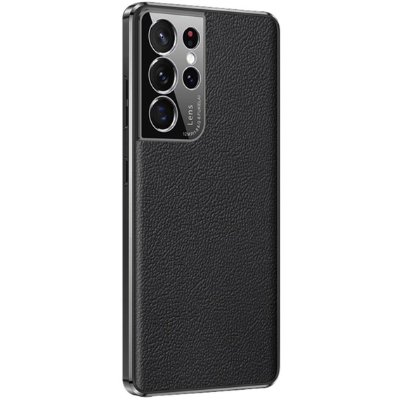 Case for Samsung Galaxy S23 Ultra, Cowhide Leather, black