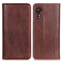 Case for Samsung Galaxy Xcover 7, Wallet Litchi Leather, brown