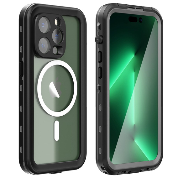 Waterproof case for iPhone 14 Pro, Redpepper, for MagSafe, black