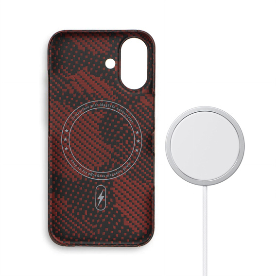 Case for iPhone 16 Plus, Aramid Fiber MagSafe, red