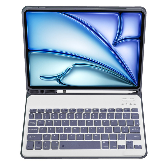 Case + keyboard Apple iPad Air 11" 6 gen. 2024, Leather Pen Slot, purple