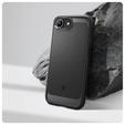 Spigen case for iPhone 16E, Rugged Armor MagSafe, black + Tempered Glass 9H