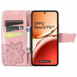 Flip case for Oppo Reno 12FS / 12F, Butterfly, pink rose gold