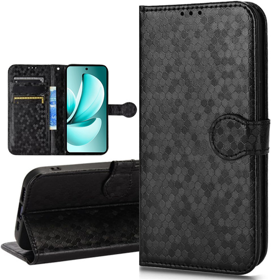 Flip case for Realme C71, Wallet Rhombus, black