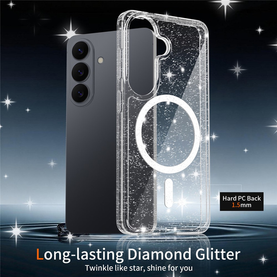 Glitter case, for MagSafe for Samsung Galaxy S26, transparent