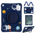 Children's silicone case for iPad 10.2 2021 / 2020 / 2019, armored with strap, Astronaut, dark blue