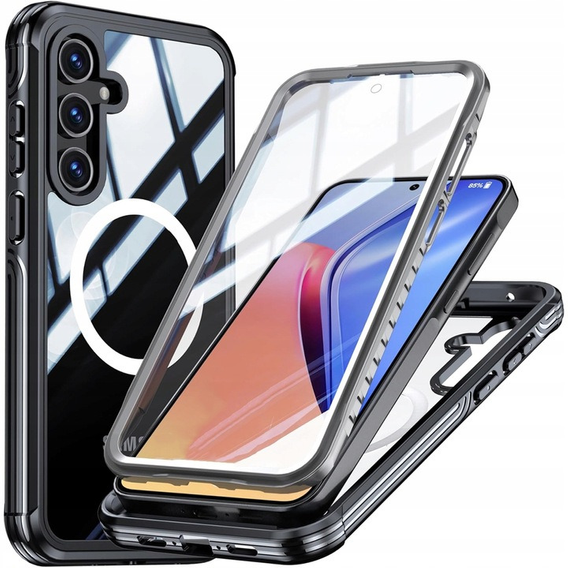 Case for Samsung Galaxy A55 5G, Shockproof, with glass, for MagSafe, black
