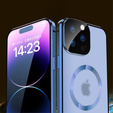 Magnetic Dual Glass MagSafe case for iPhone 15 Pro Max, blue