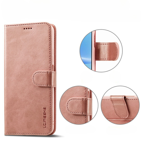 Flip case for Oppo A17, LC.IMEEKE, pink rose gold