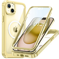 Case for iPhone 15 Plus, Armor Full Protect 360° to MagSafe, screen glass, gold