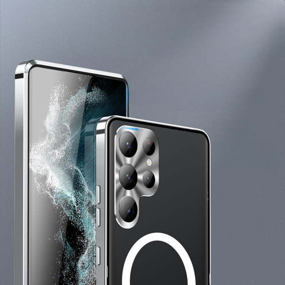 Camera Protection Case for Samsung Galaxy S23 Ultra, CamShield MagSafe, transparent / silver