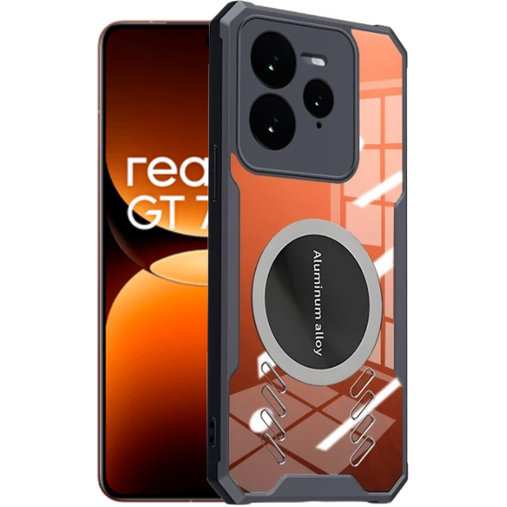Case for Realme GT 7 Pro, with magnetic sheet, transparent / black