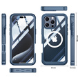 Case for iPhone 16 Pro, Shockproof, with glass, for MagSafe, dark blue