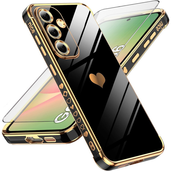 Case for Samsung Galaxy A56, Electro heart, black + Glass 9H